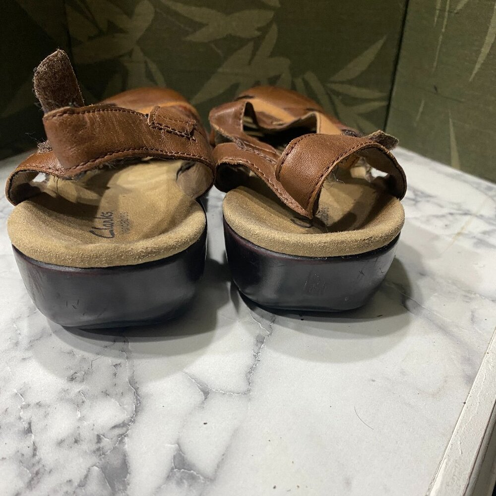 Clarks Womens Bendables brown leather sandals size 10N - Picture 6 of 11